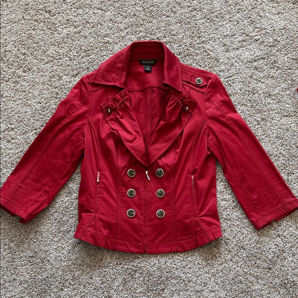 White House Black Market Red Trench Coat
